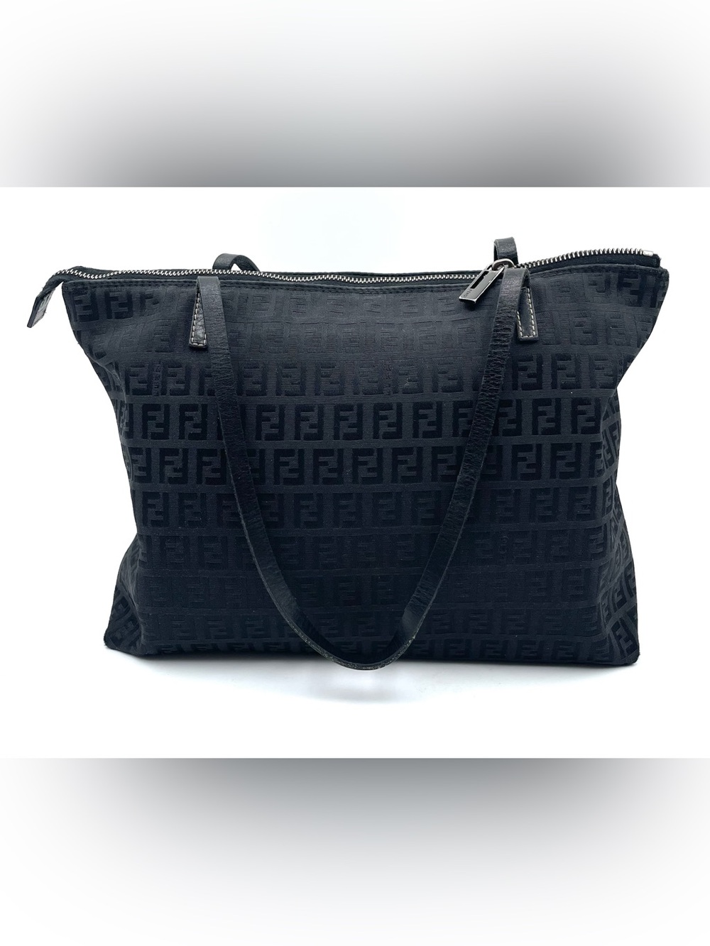 Fendi Black Zucca Monogram Shoulder Tote